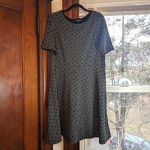 Lands' End Dark Grey with Black Polka Dots Dress Size XL/P 18